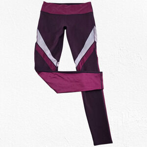 Fabletics Brogan Salar Plum Wine Mesh 7/8 Active Leggings Athleisure Size XS